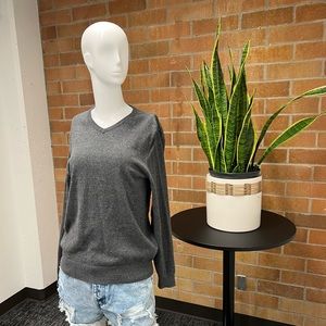 Heathered Gray Pullover V-neck Sweater SONOMA Size S